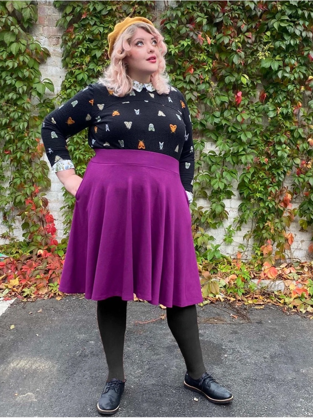 Classic Purple Circle Skirt with Flattering High Waist
